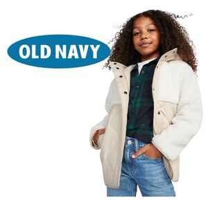 Hooded Sherpa Quilted Hybrid Coat for Girls size 14 - 16 NWT